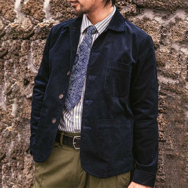 Red Tornado Spring Corduroy Jacket Indigo Retro French Workwear Men Hunting Coat W250809