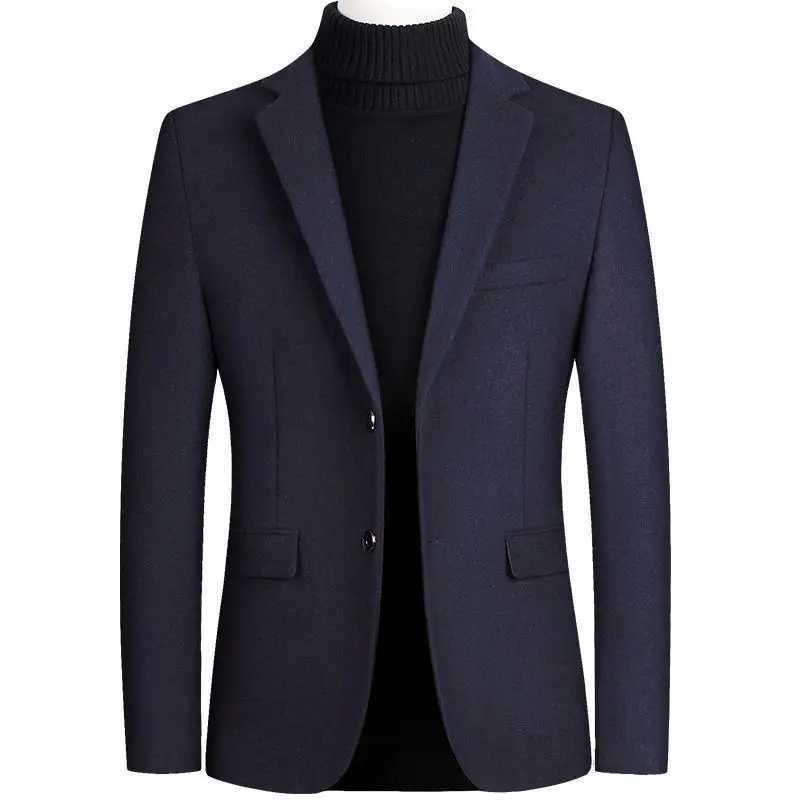 Wool Blazers Solid Men Suits Blends Single Breasted Blazer Turn Down Collar Business Jacket Cardigan Outerwear with Loose Buttons XJ250809