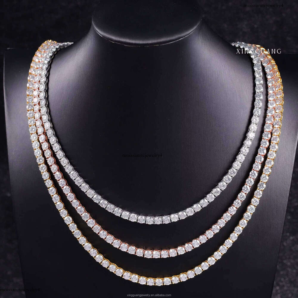 XingGuang Jewelry Hot Sale 2mm-5mm D Color VVS Tennis Necklace Bracelet Sterling Sier Moissanite Chain