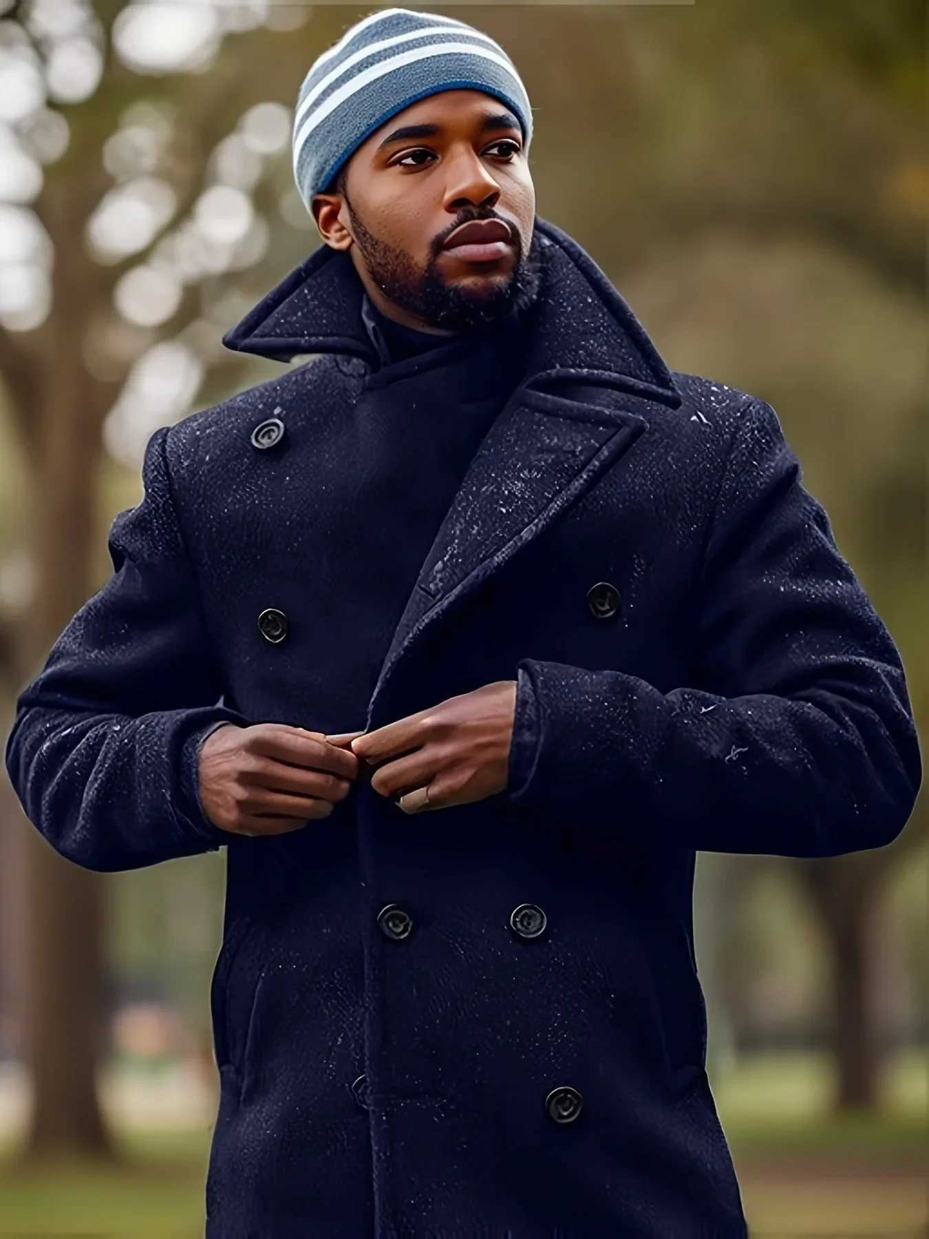 Mens British Woolen Overcoat for Autumn and Winter 2024 European and American Casual Lapel Single-breasted Solid Color Coat XJ250809