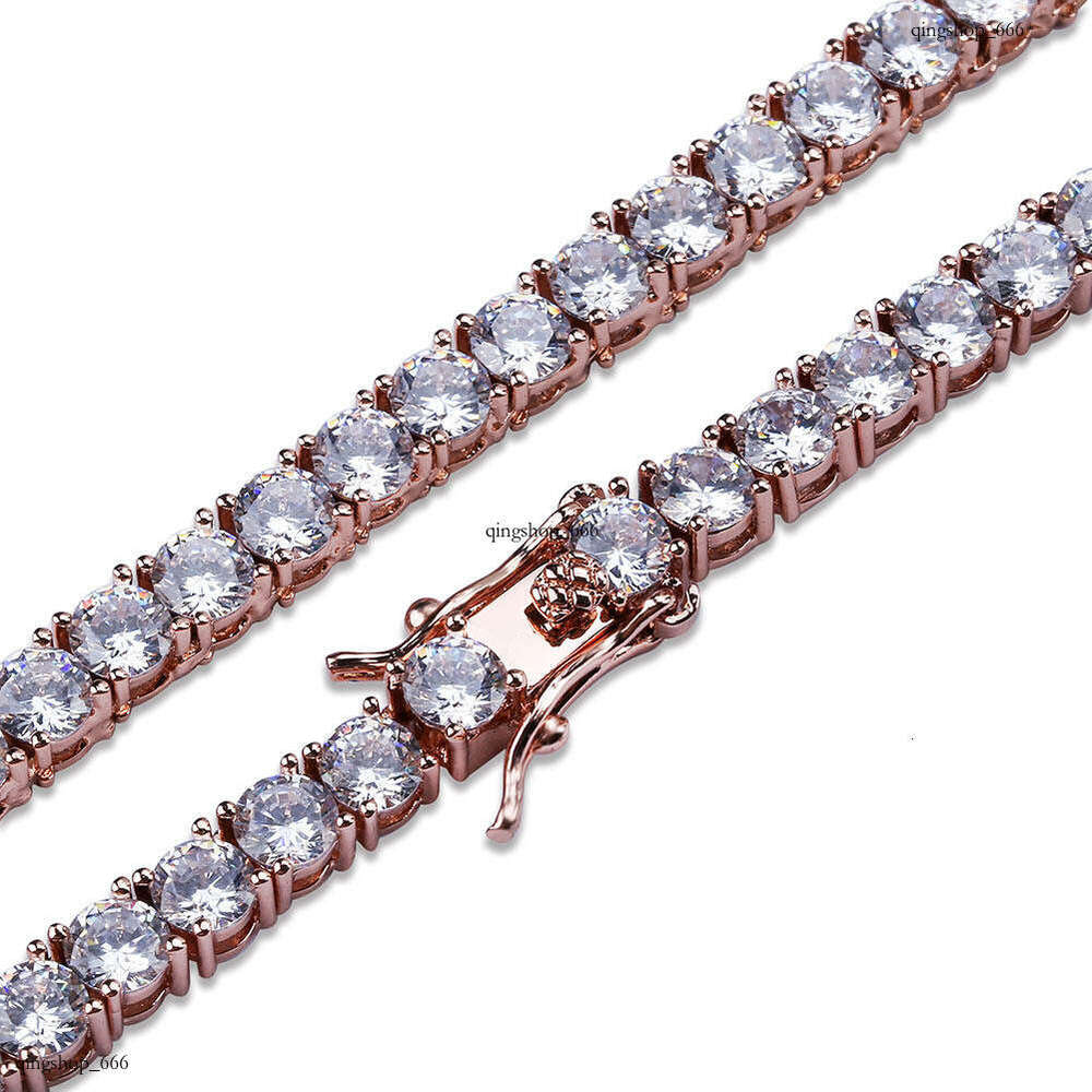 Hip Hop Tennis Chain Full Dia Necklace Sterling Silver Inlaid Moissanite chain Men Women Trendy Accessories