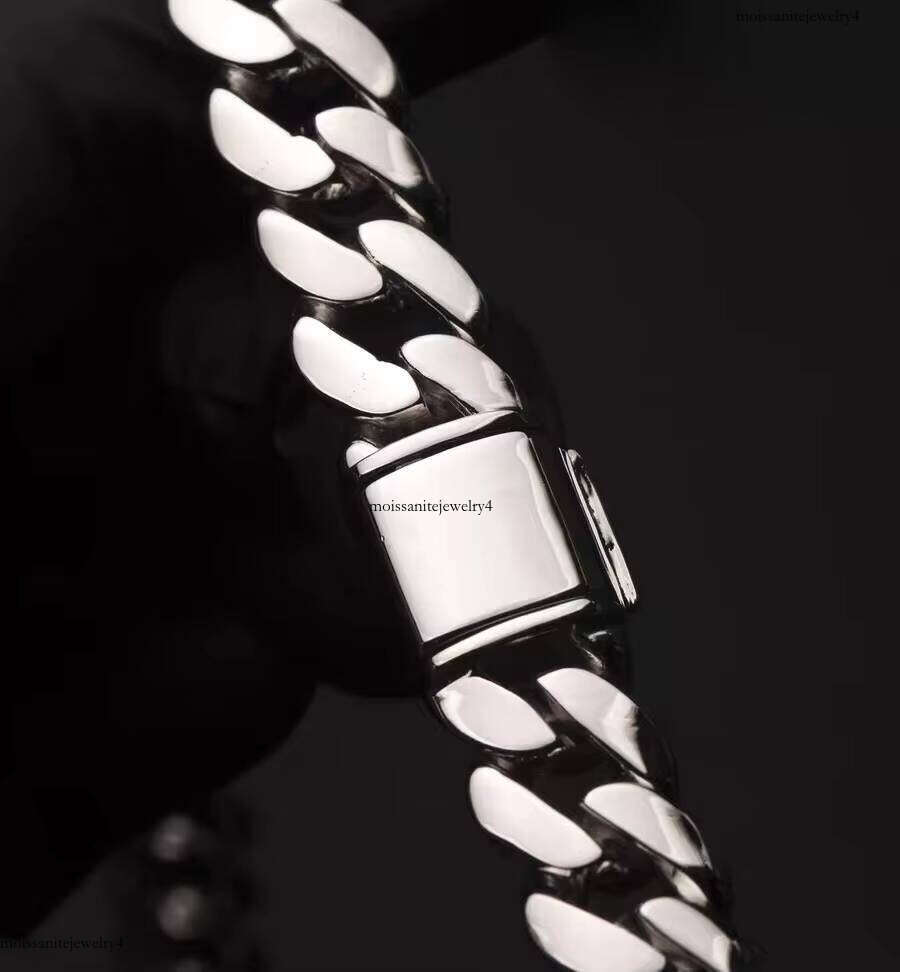 Simple Design Sterling Sier Gold Plated 8mm Wide Cuban Chain Bracelet Hip Hop Jewelry Necklace