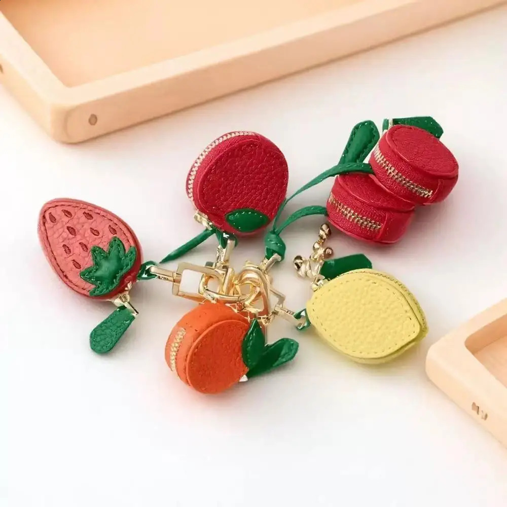Portable Cherry Fruit Shape Charm Coin Purse Cute Mini Lemon Strawberry Wallet Pouch Leather Creative Bag Charm Pendant Gifts 250801