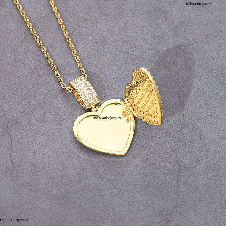 New Design Hip-hop Jewelry Sterling Sier VVS Moissanite Dia Heart Shape Pendant