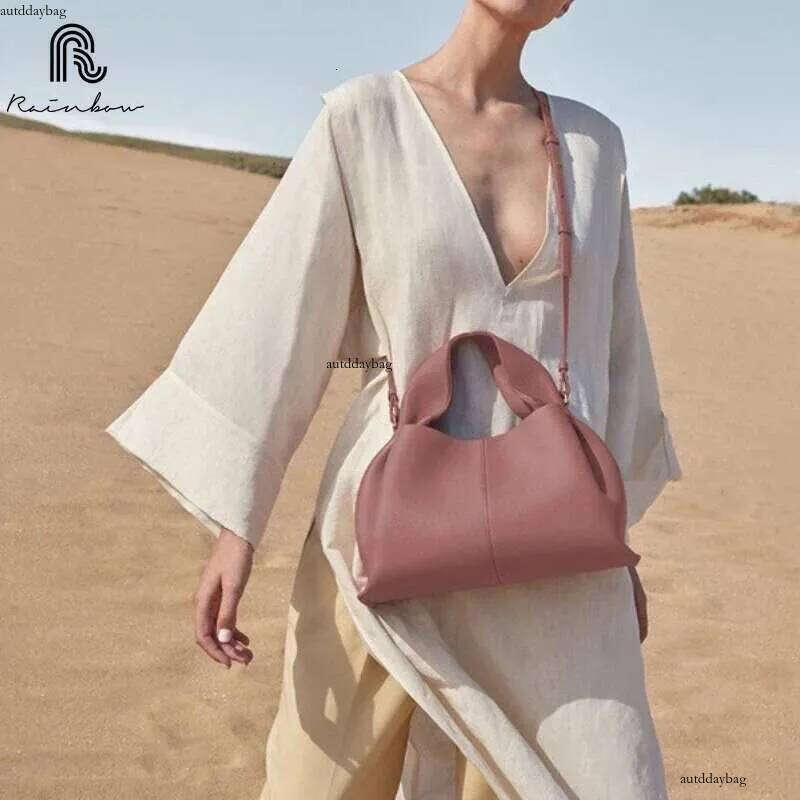 RAINBOW New Cloud Dumpg Bun Soft Lunch Box Women's Genuine Leather Shoulder Trend Brand Designer Handbag Fashion Bags