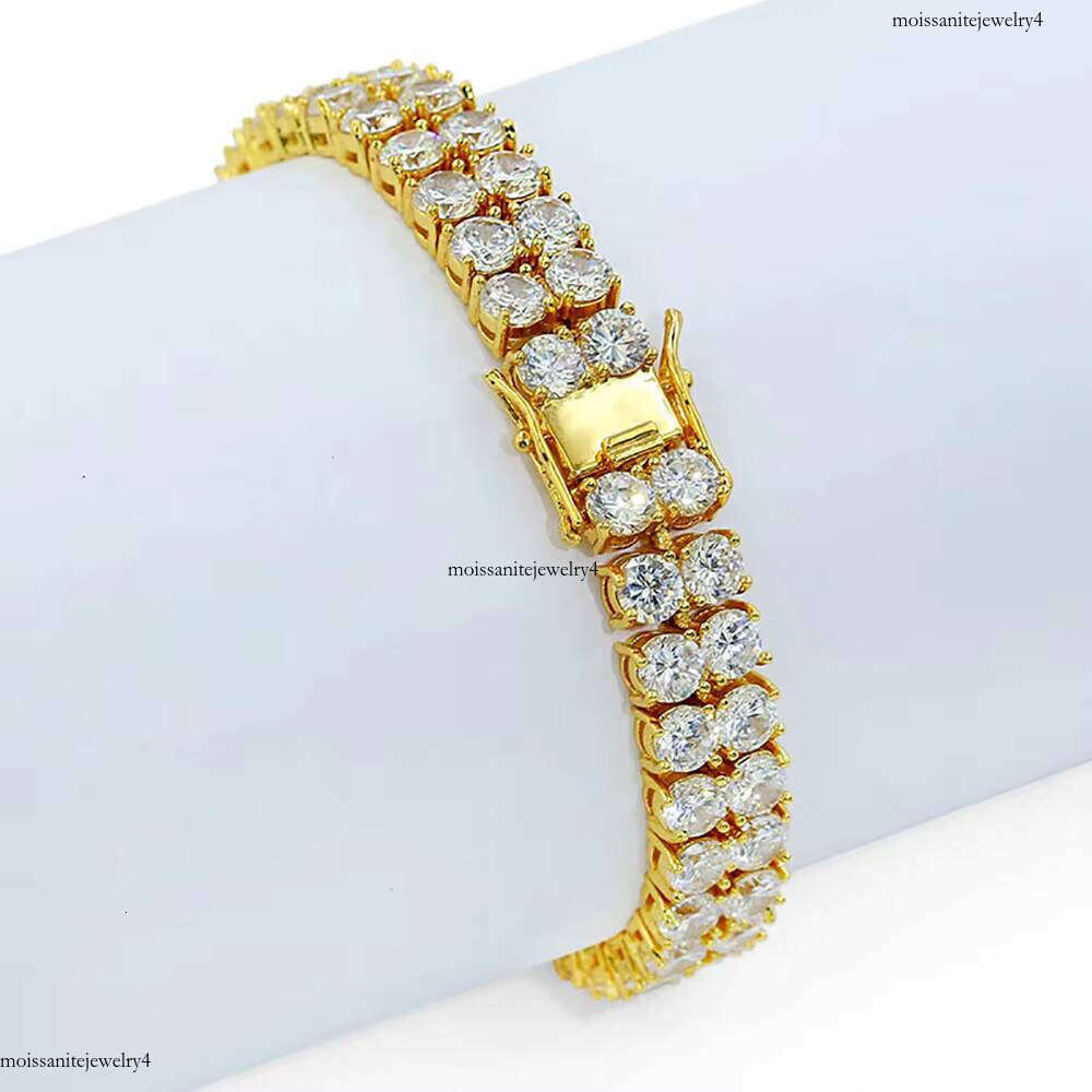 NUOYA 10mm Sier and Gold Plated Bracelet Two-Row Dia Tennis Chain Fine Jewelry for Women Gift