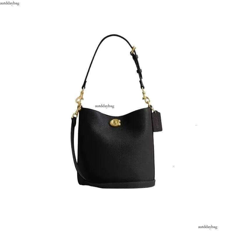 Bucket Soft Strap Lychee Pattern Hand-Held One Shoulder Crossbody Simple Women's Bag