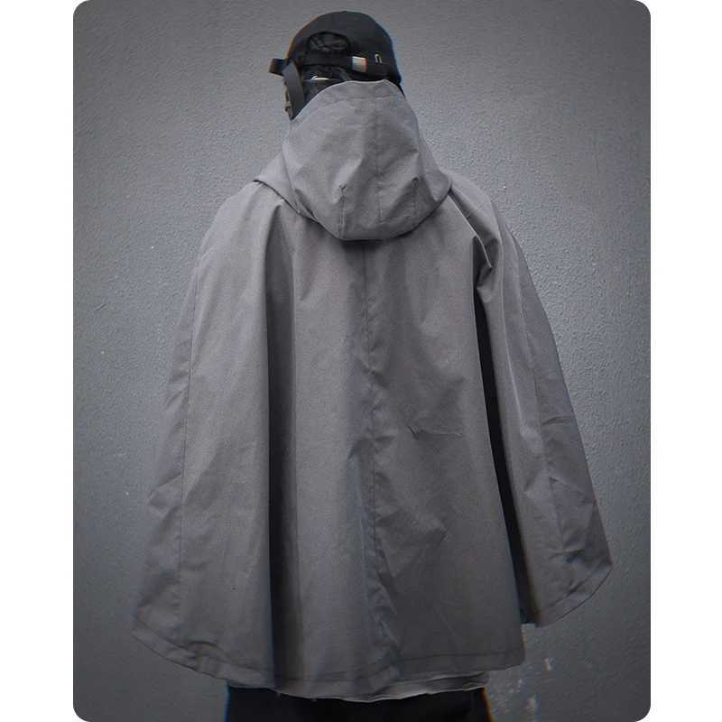 Unisex Harajuku Mens Clothing Spring New Functional Hooded Short Coat Cloak Jacket Shawl Loose HipHop Fashion Tactical Top W250809