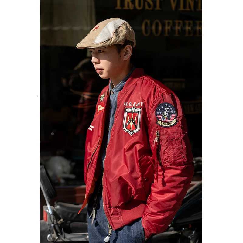 2023 Top Gun Winter Black Burgundy Waterproof Padded Air Force Pilot Flight Bomber Jacket for Men Thick Warm W250809