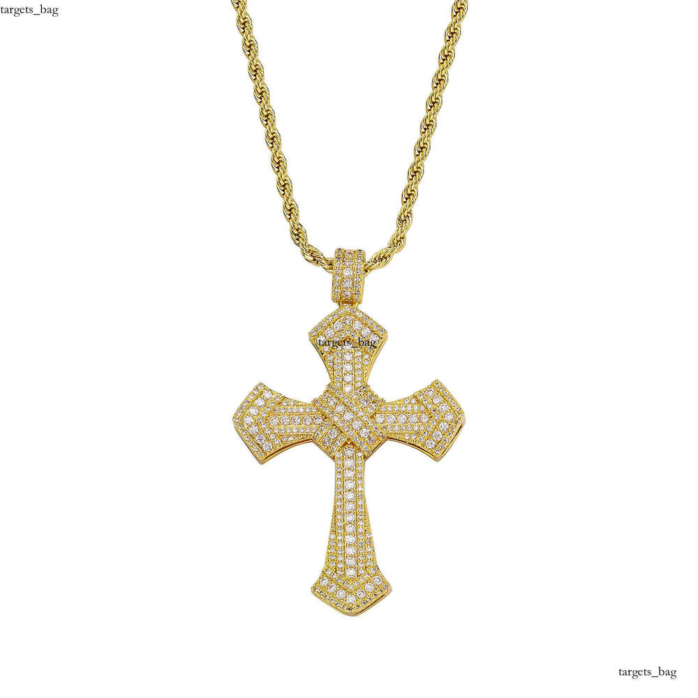 Hip Hop T Square Moissanite chain Cross Pendant Trendy Unisex Fashion Personality Necklace Accessory