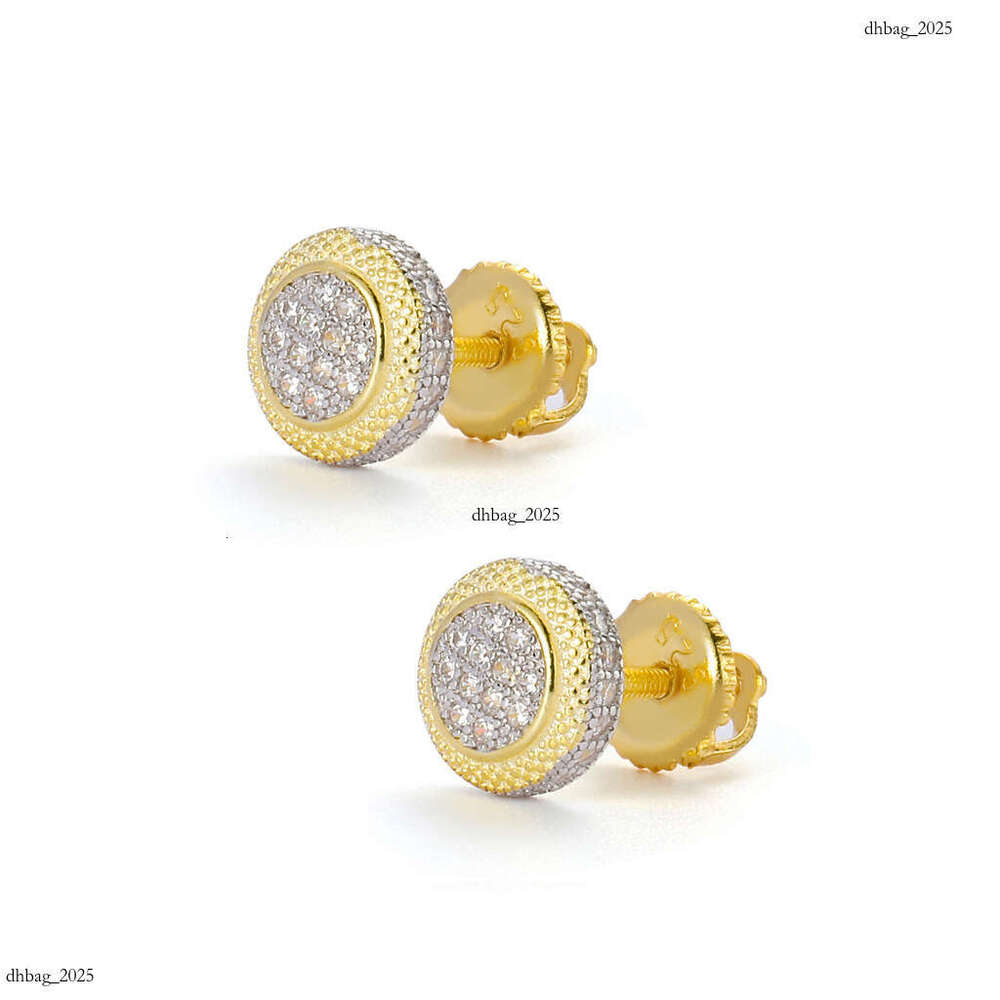 S Full Body Two-tone Round Three-dimensional Micro-inlaid Zircon Spiral Ear CapIced Out VVS Earrings