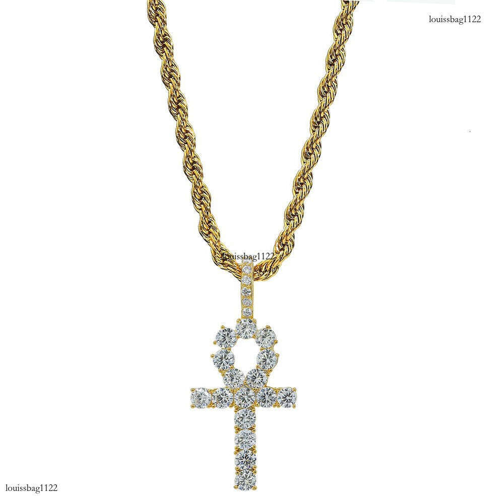 Hip Hop Cross Full Color Moissanite chain Pendant Fashion Personality Trendy Unisex Versatile Necklace Jewelry