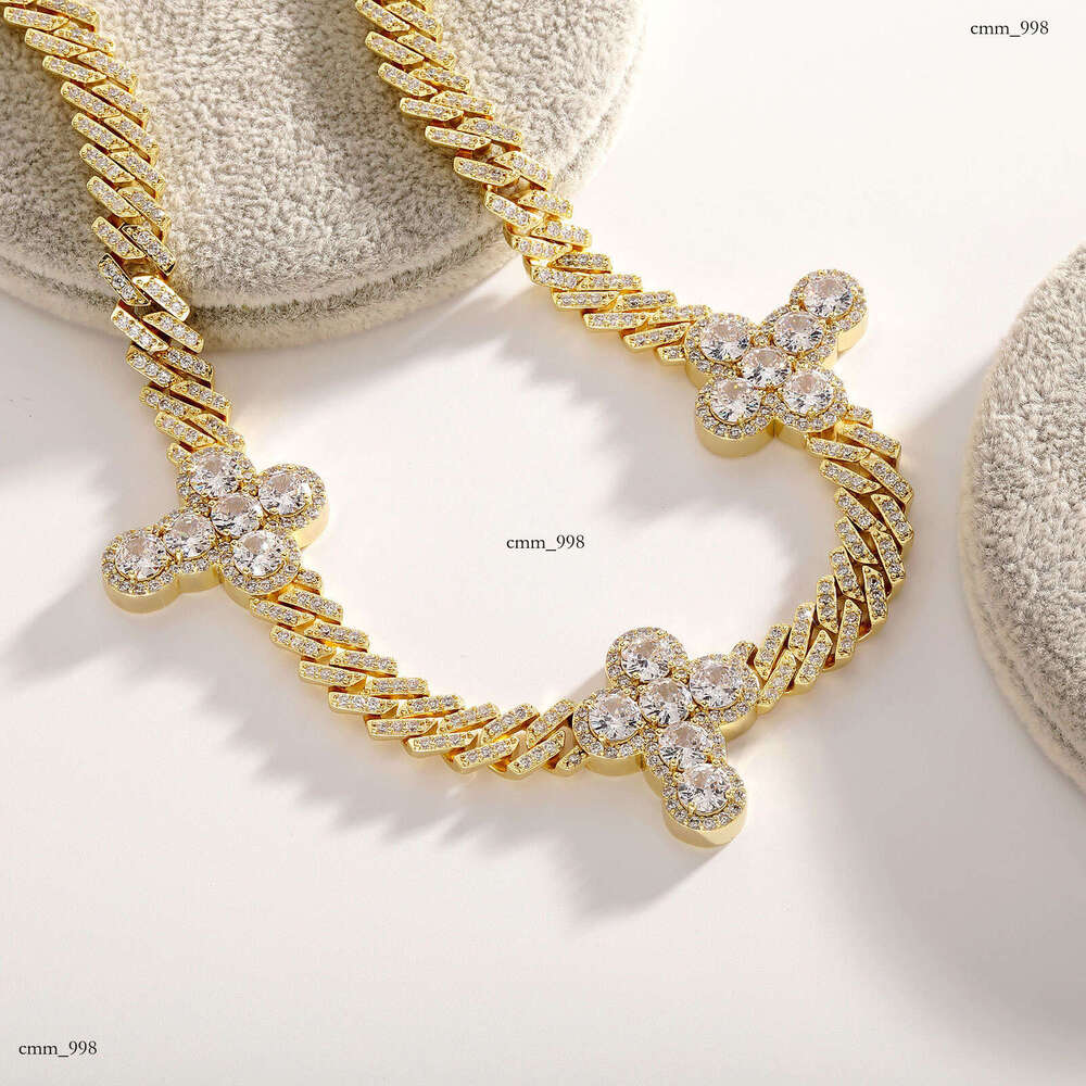 Hip Hop Micro Pave Cross Cuban Link Necklace Unisex Clavicle Chain Trendy Jewelry