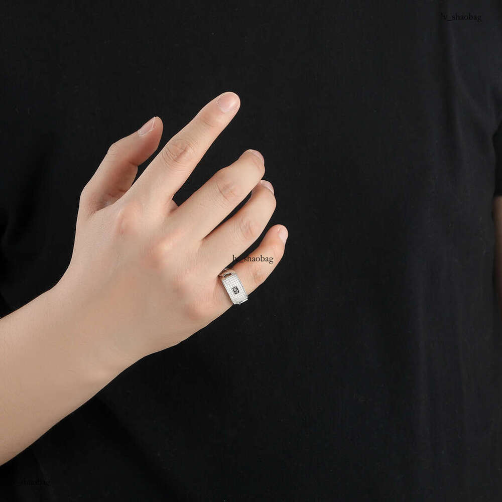 Unique Fashion Hip-Hop Geometric Zircon 14K Gold Full Diamond Cuban Chain Design Trendy Ring