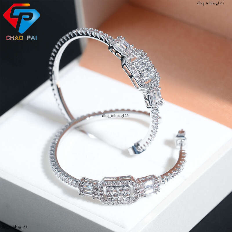 ICED OUT Hot-Selling Sier Micro-Inlaid Hollow Cubic Zirconia Fashionable Versatile Earrings