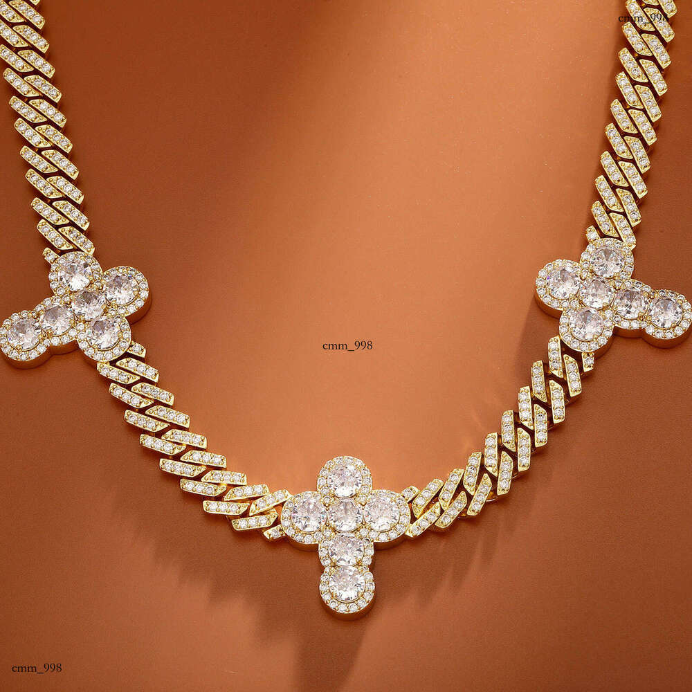 Hip Hop Micro Pave Cross Cuban Link Necklace Unisex Clavicle Chain Trendy Jewelry