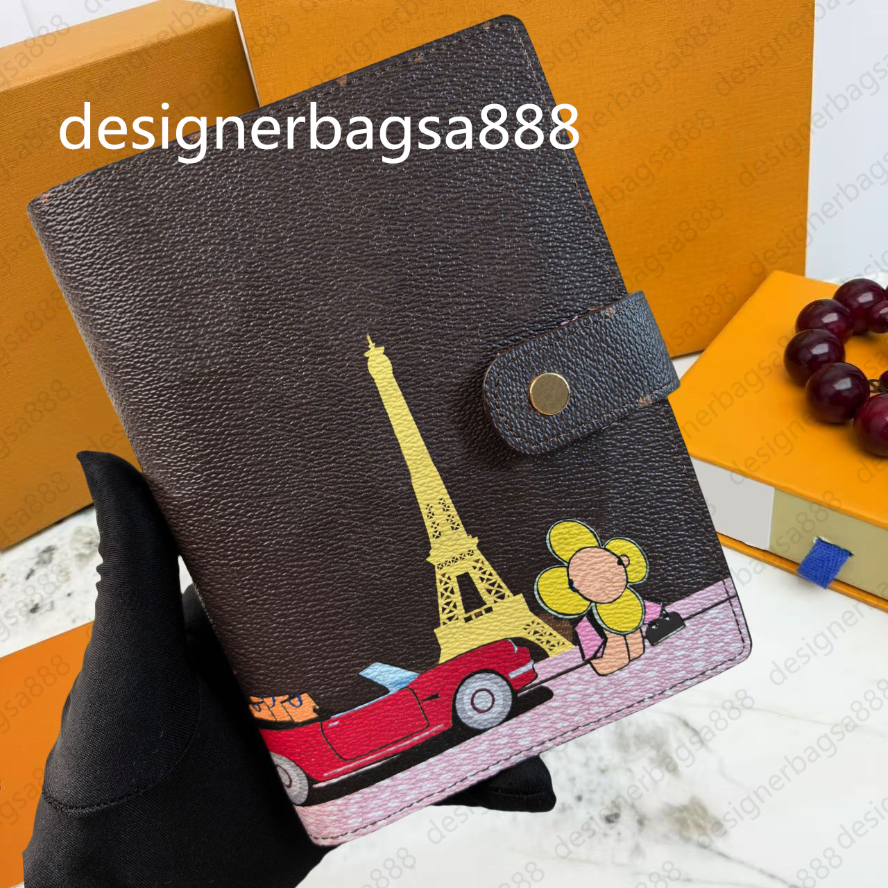 TOP Quality Agenda Holder Case Planner With Box Waterproof Ring Notebook Cover Work Meeting Note Calendar Luxury Designer Wallet Credit Card Case 2004