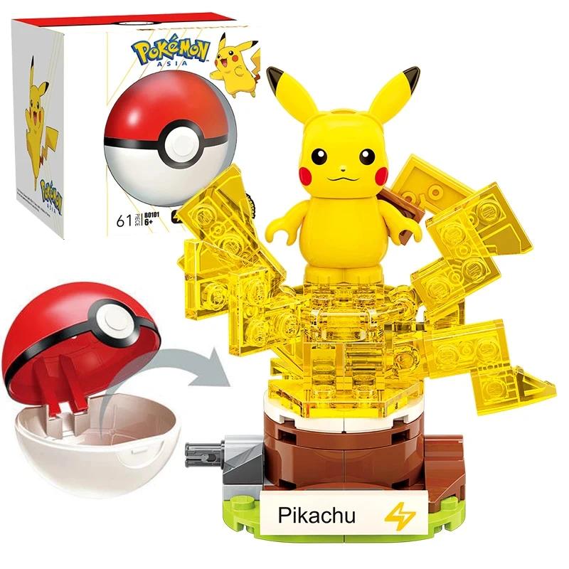 Pokemon Mini Pikachu Claw Crane Building Blocks Charizard Pikachu Squirtle Bulbasaur Anime Peripherals Assembly Model Educational Kid Toy for Gift
