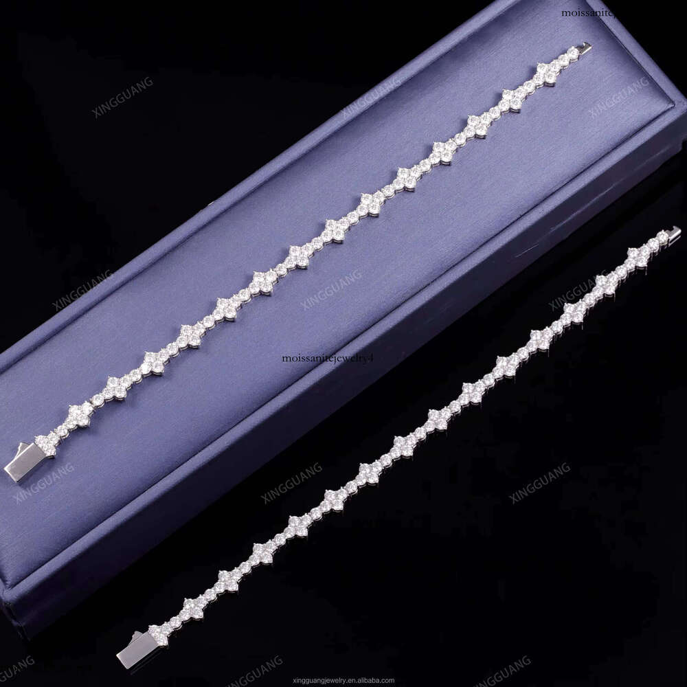XG Pass Dia Tester Small Cross Iced Out Sier Plated Gold Moissanite Cuban Bracelets for Men