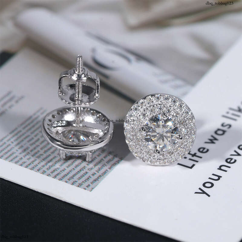 Super Sparkling Moissanite Pure Sier Full Dia Inlaid Unisex Commuting Design Hip-Hop Style Earrings