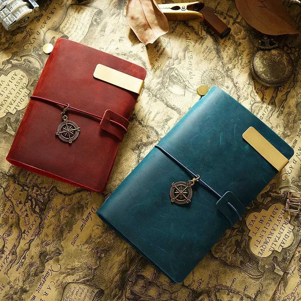 Genuine Leather Journal Travelers Notebook Retro Handmade Diary Portable Sketchbook Cowhide Gift Planner Engraved H260617