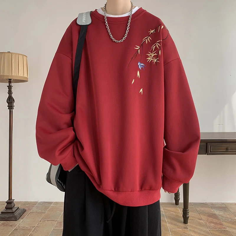 Mens Streetwear Embroidered Sweatshirt High Quality Hoodie Unisex Pullover Men Clothing RedBlackApricot y250729