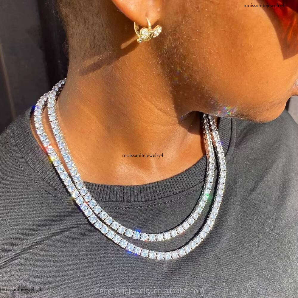 Fast Dispatch Gold Plated 2mm to 5mm S Sier Women Men Hip Hop Style Necklace VVS Moissanite Tennis Chain Jewelry