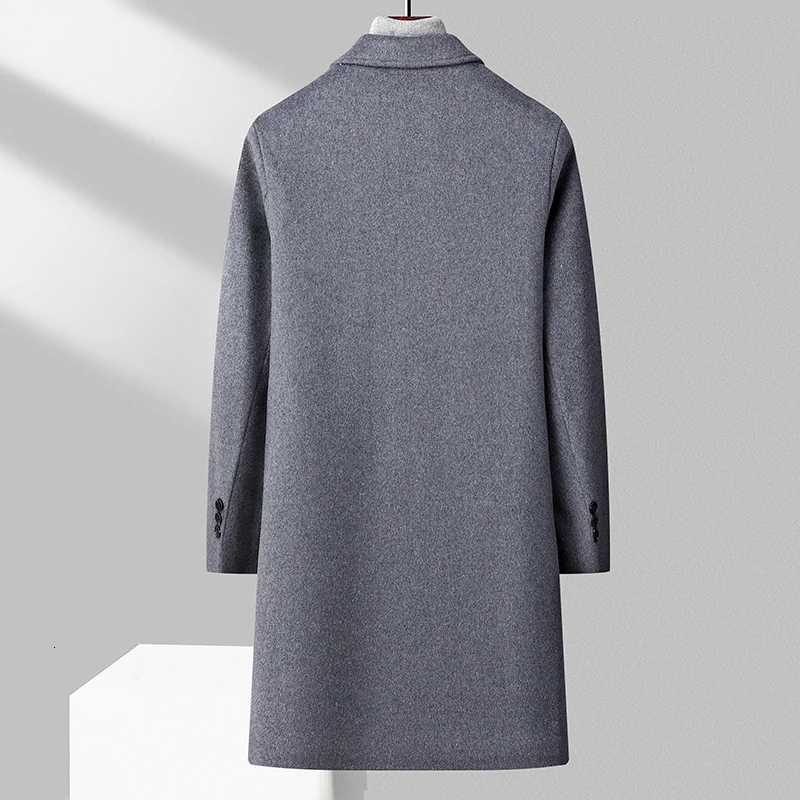 Old Money Men Classic Double-faced Wool Coat Notched Lapel 3D Tailored Fit for a Sharp Silhouette Overcoat Black Gray Burgundy XJ250809