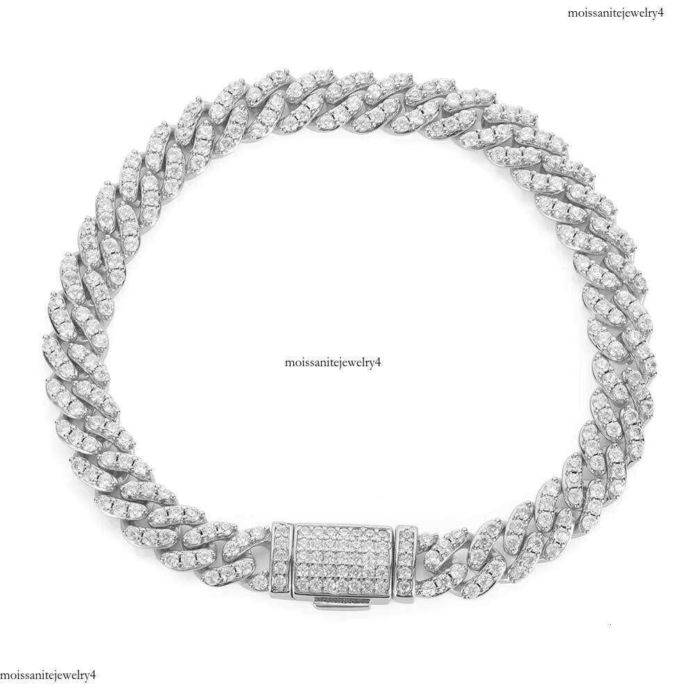 8mm Cuban Ice Out Hip Pulsera De Cadena Mujer Curb Hop Hand Chain Bracelet