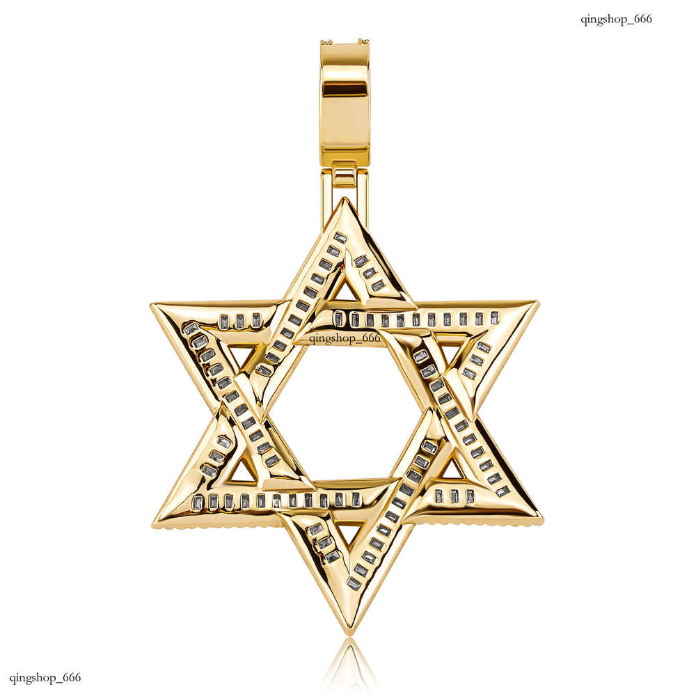 Ti Square Moissanite chain Hexagram Starry Sky Star of David Unisex Versatile Necklace Pendant
