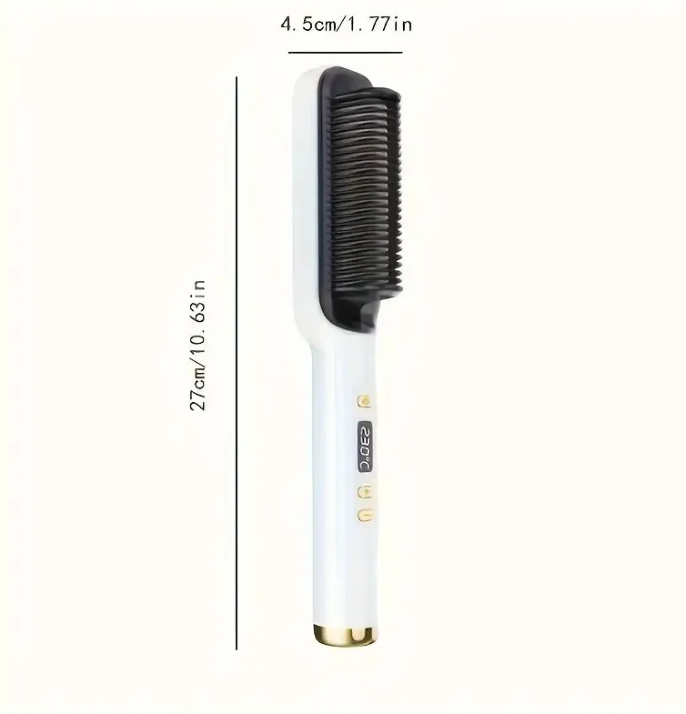 Ionic Hair Straightening Brush with Auto Lock Travel-Friendly Design & Ceramic-Coated Plates for Damage-Free Styling