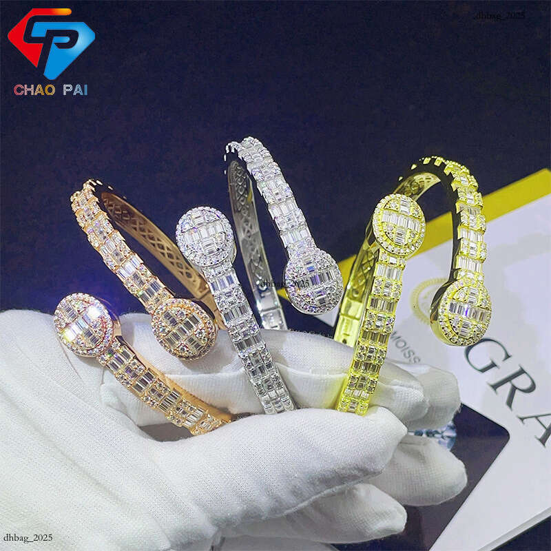 New Moissanite 6mm Sier Gold Plated Oval Hip Hop Trendy Brand Bracelet 111