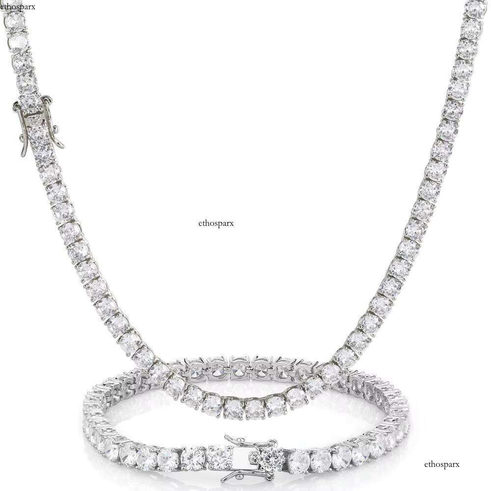 3mm 4mm 5mm Hip Hop Gold Plated Iced Dia Bling CZ Tennis Chain Necklace