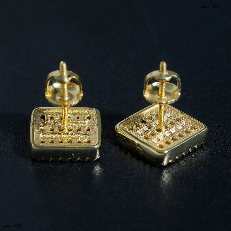 ICED OUT New Sier Inlaid Moissanite Square Simple Stud Earrings