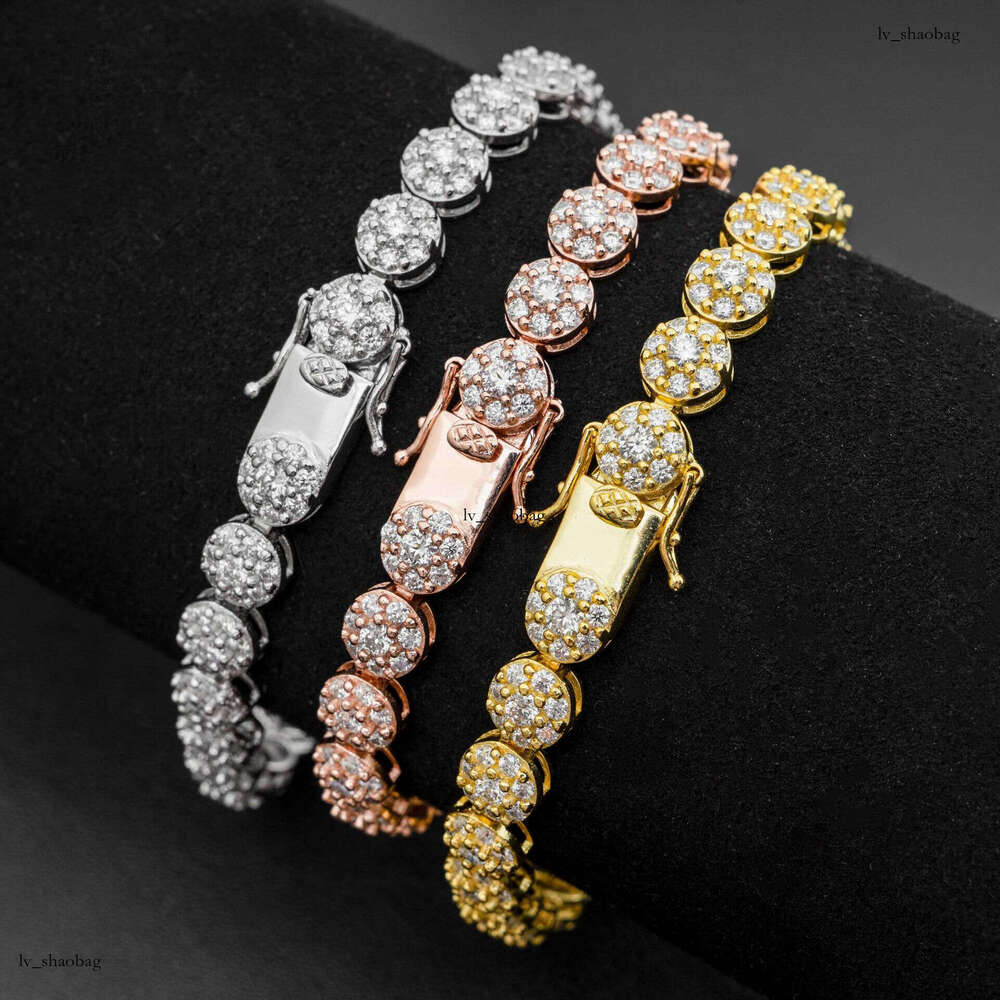 Hip Hop 7.9MM Sier Inlaid D Color Moissanite Unisex Bracelet Jewelry