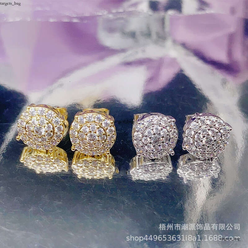 Hip Hop Zircon Hiphop Trendy Full Dia Electroplated Earrings New Ear Jewelry 111