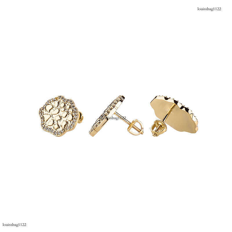 INS Hip-Hop Lotus Zircon Emed Smooth Surface Stud Unisex Personality Simple Fashion Earrings