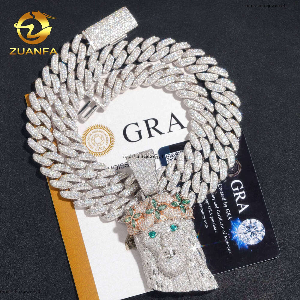 Unique Color Blocking Design Plating Over Sier 3" Large Size Fully Iced Out Moissanite Dia Jesus Piece Hip Hop Pendant