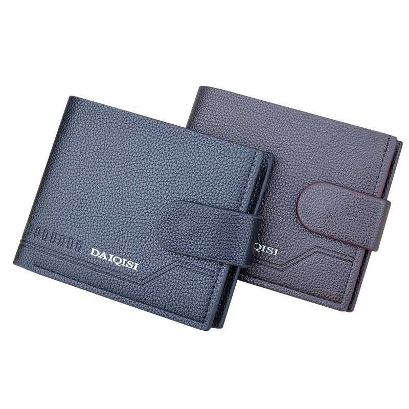 New Men's Designer Bag Short Wallet Youth Soft Leather Wallet Horizontal Fashion Luxury Bag Simple Buckle Lychee Pattern Wallet