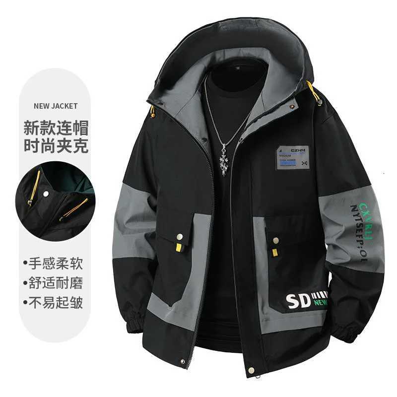 Autumn and Spring New Fashion Trend Sports Hooded Workwear Jacket Mens Casual Loose Comfortable Windproof Plus Size Coat W250809