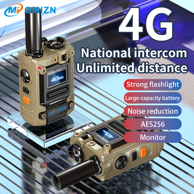 OMIZN 4G PoC Global Walkie Talkie Unlimited Range SIM Card AES256 Noise Reduction Type-C Charging IP65 Flashlight