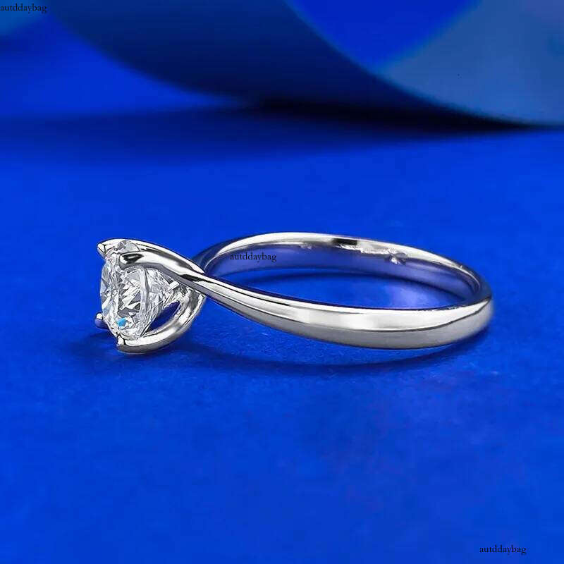 1CT Soilitaire Lab White Moissanite Dia Wedding Rings Simple Fine Jewelry Genuine 100% S Sterling Sier Eternity Women Engagement Crown Band Ring