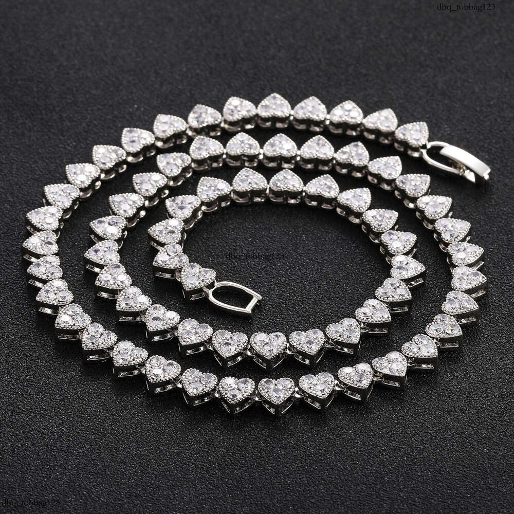 New Moissanite chain 6.5mm Wide Heart Shape Unisex Couple Personality Hip Hop Necklace