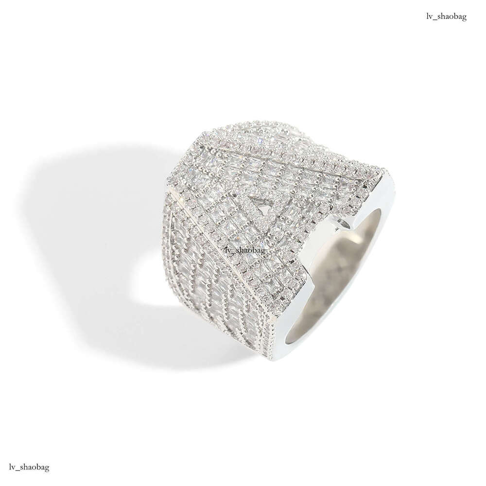 Creative English Letter Men's High-end Sterling Silver Inlaid Zircon Hip Hop Ring Jewelry