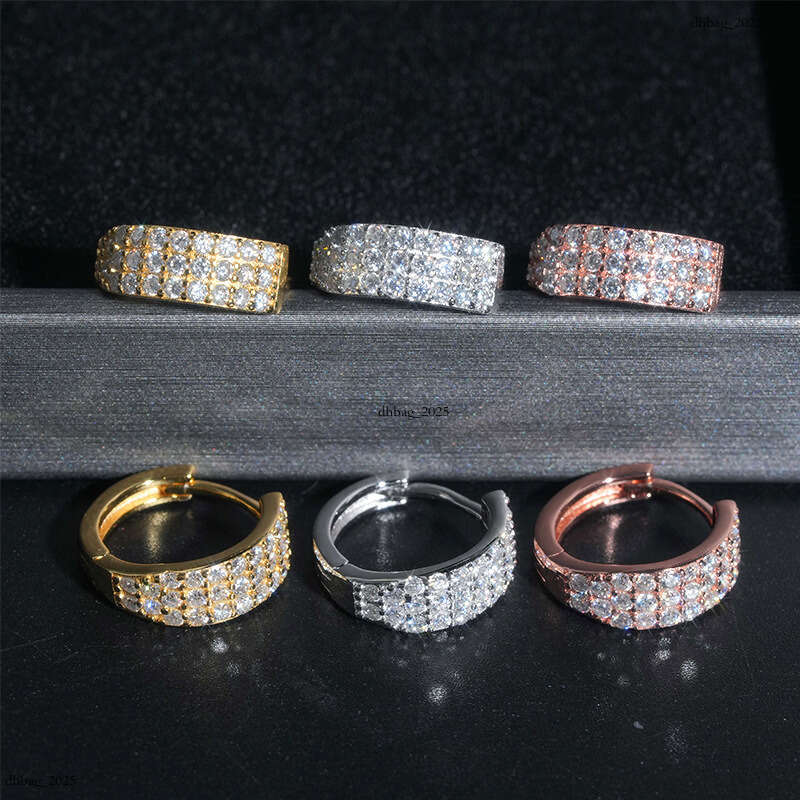 ICED OUT New Sier Moissanite D Color Unisex Fashion Simple Hoop Earrings