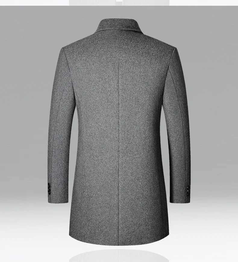 Autumn and Winter Mens Coat Medium and Long Smooth Hair Lapel Neck Woolen Trench Coat Middle-aged Thickened Men Coat XJ250809