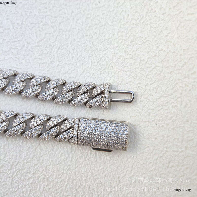 12mm Full Dia Cuban Necklace for Men Fashionable Versatile Moissanite chain Inlaid Hot Selling Factory 111