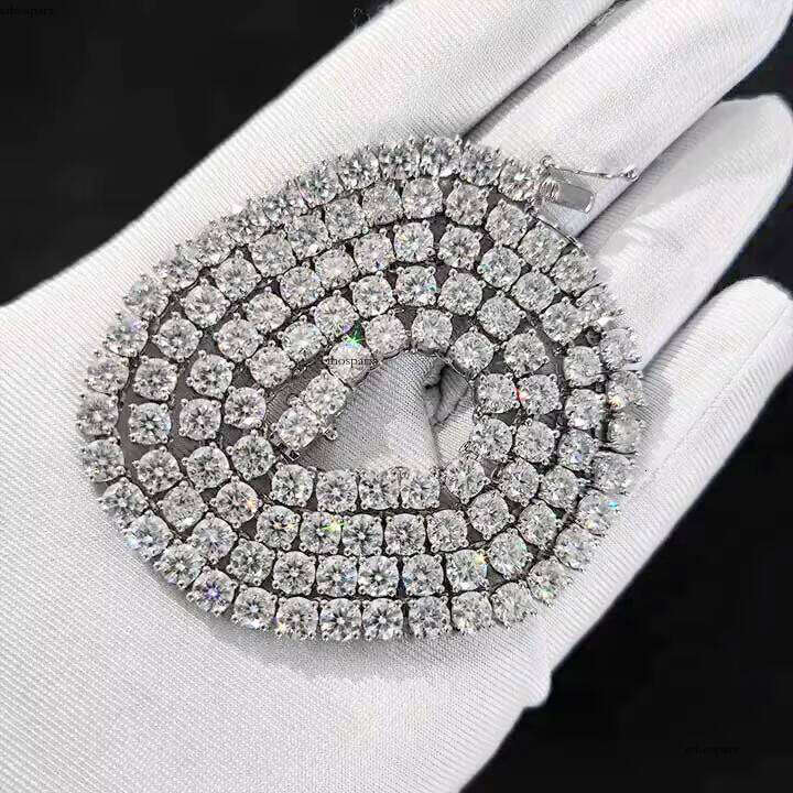 Iced Out Hip Hop 3mm 4mm 5mm Sterling Sier Moissanite Dia Tennis Chain Necklace