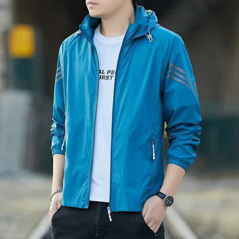 50+ Sunscreen Jacket 2025 Summer Thin Breathable Outdoor Cycling Sports Ice Silk Cardigan Coat Casual Mens Sunscreen Clothing W250809