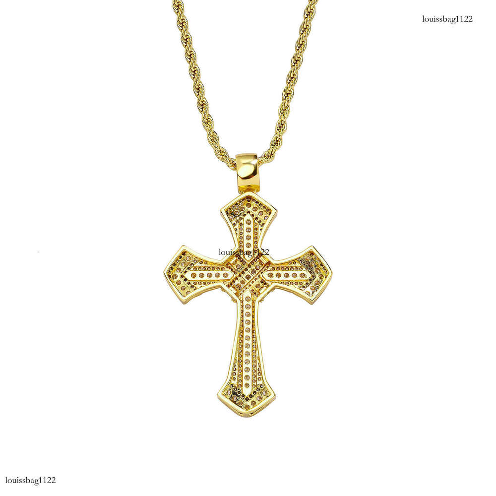 Hip Hop T Square Moissanite chain Cross Pendant Trendy Unisex Fashion Personality Necklace Accessory